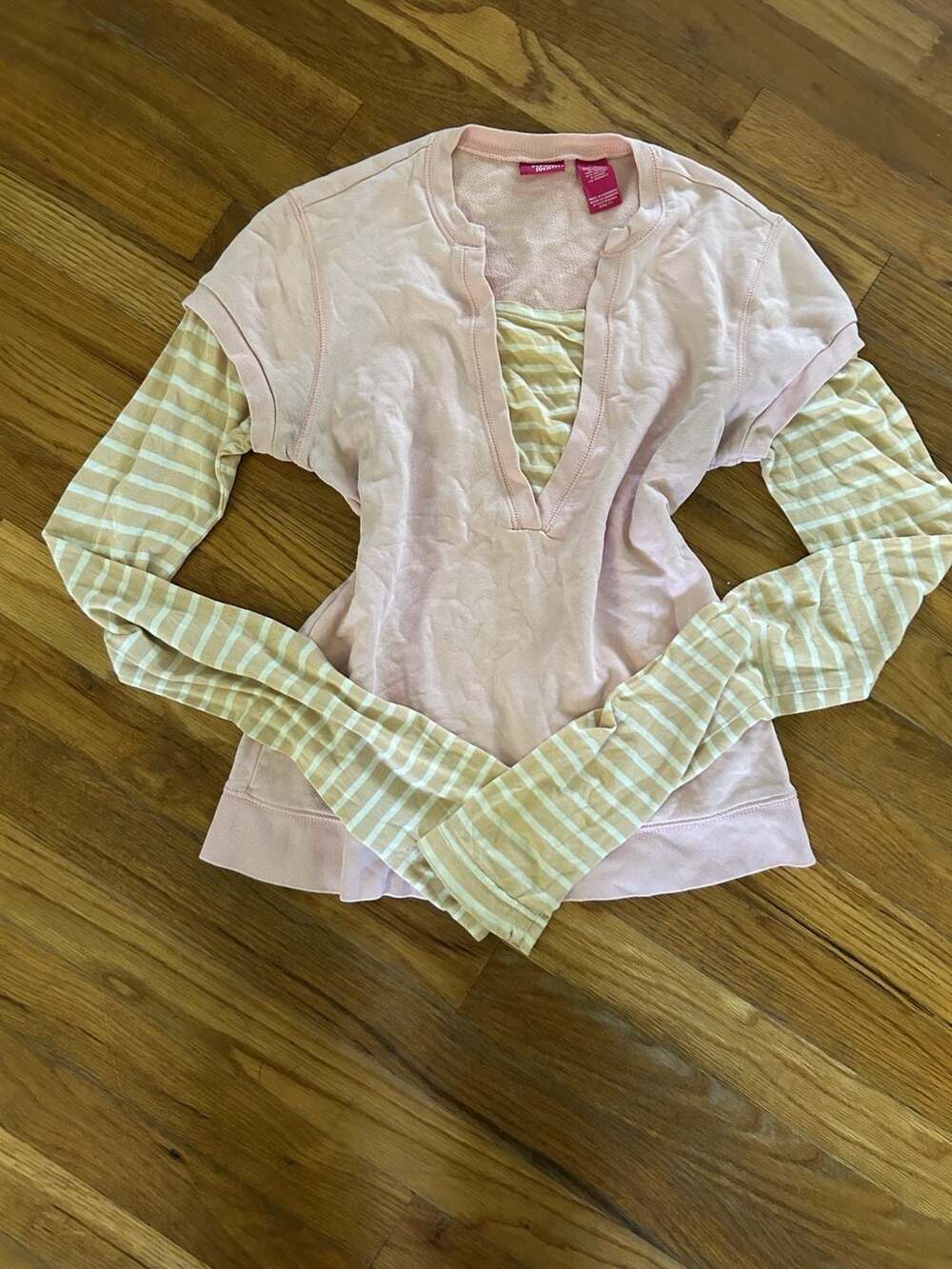 Vintage 2000s Personal Identity Pink Layered Long Sleeve Top